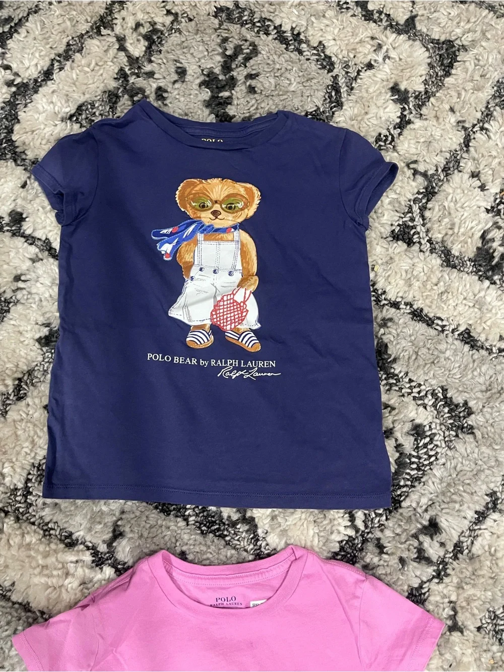 Bundle 2 Polo by Ralph Lauren Girls' Bear Graphic Tops - Pink & Navy
